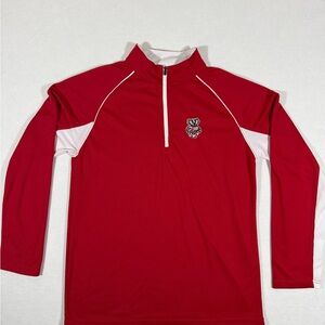 Campus Heritage Mens’ Wisconsin Badgers Red And White Quarter Zip Size Large